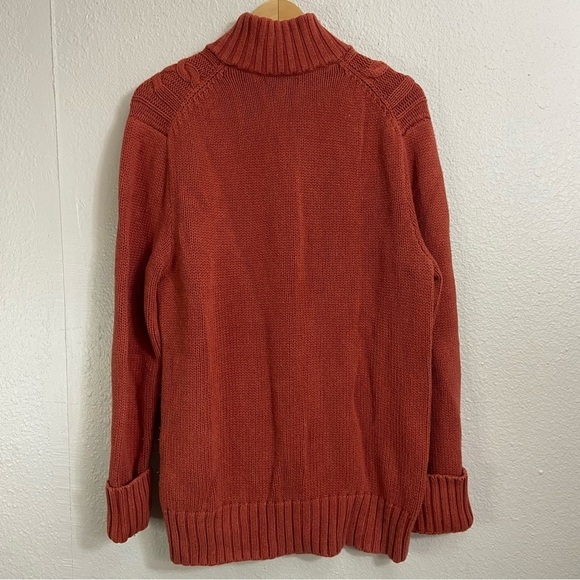 Banana Republic Sweater Cable Knit High 3/4 Collar Button Orange Size Large - Picture 6 of 11